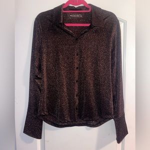 NWT abercrombie sparkle brown button up size L